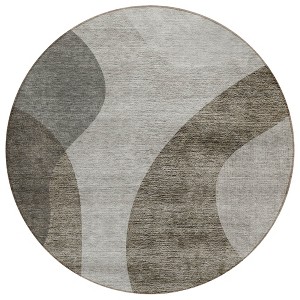 Taupe Beige And Chocolate Abstract Washable Indoor Outdoor Area Rug - 1 of 4