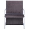 vidaXL Stylish Armchair with Chrome Feet in Dark Gray Velvet, Ergonomic Design for Optimal Comfort - 3 of 4