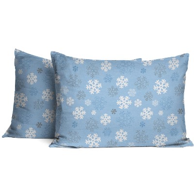 Full Snowflake Blue Cotton Flannel Sheet Set