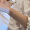 Silver-Tone Copper Double-Layer Heart & Bead Bracelet, Modern Metal Design, Adjustable Chain, Women’s Dainty Everyday Jewelry - 2 of 4