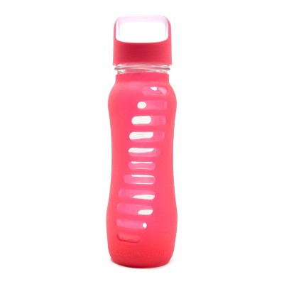 Eco Vessel Surf Glass 22 Ounce Water Bottle with Raspberry Pink Silicone Sleeve and Screw Lid