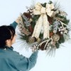 Pre-lit Christmas Wreath , 24 in Champagne Gold Xmas Wreath with Faux Antlers Pine Cone Ball Ornaments - 3 of 4