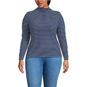 Lands' End Women's Drapey Rib Skimming Long Sleeve Mock Neck - 1 of 3