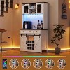 Jojoka Farmhouse Coffee Bar Cabinet with LED Light and Power Outlet,Kitchen Cabinet with 3 Drawers - 4 of 4