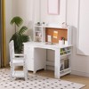 Kids Study Desk and Chair Sets with Hutch, Cork Bulletin Board, Drawer and Storage Cabinet, Wooden Children Study Table for Kids Bedroom - 2 of 4