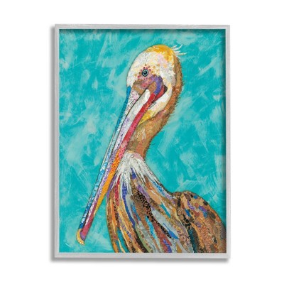 Stupell Industries Bold Pelican Bird with Pattern Framed Giclee