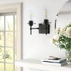 Dewdrop Minimalist 2-Light Black Vanity Light Fixture with Clear Cylindrical Glass Shades for Bathroom ETL Certified - 2 of 4
