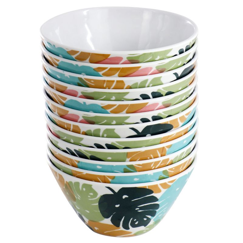 Gibson Home Tropical Sway 12 Piece 6 Inch Melamine Bowl Set in Multi Color Leaf, 2 of 7
