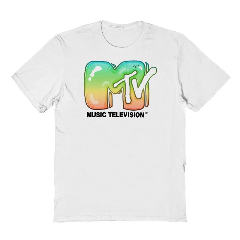MTV Men's Colorful Bubble Logo Short Sleeve Graphic Cotton T-Shirt - White 3X, 1 of 2