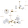 LLHZSY 6 Light Gold Brass Mid-Century Modern Ceiling Chandelier with White Globe Glass - 3 of 4