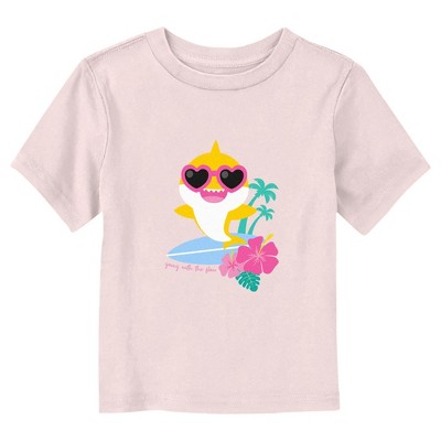 Image of Toddler's Baby Shark Tropical Going With the Flow  T-Shirt - Light Pink - 2T