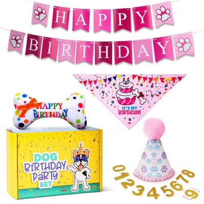 Pacific Pups Products Dog Birthday Party Set - 5 Piece Kit for Birthday Party for Dogs