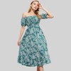 Anna-Kaci Women's Paisley Off Shoulder Midi Dress with Smocked Bodice and Ruffled Hem - 2 of 4