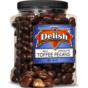 Milk Chocolate Toffee Coated Pecans by It's Delish, 48 Oz Jumbo Container - 1 of 4