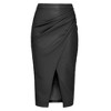 Coolmee Women's Faux Leather High Waist Wrap Knit Bodycon Midi Skirt for Business Casual Pencil Skirt - 4 of 4