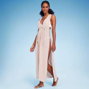 Women's Plunge Open-Side Braided Cover Up Midi Dress - Shade & Shore™ Light Brown