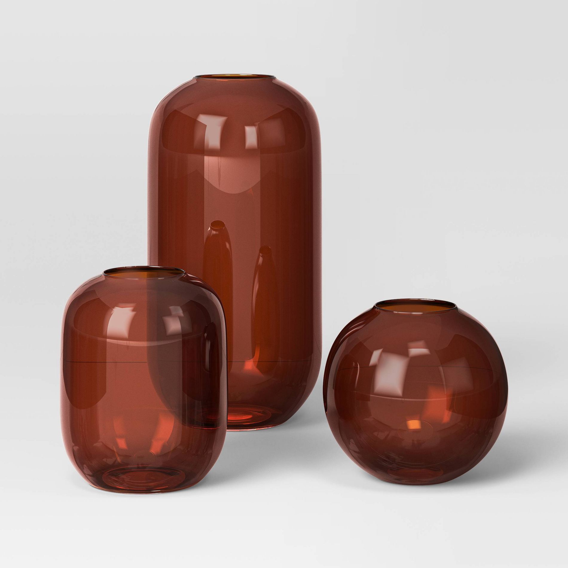 3pc Vase Set Glass Vase Set Amber - Room Essentials™