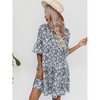 Coolmee Women Summer Mini Dress Ruffle Short Sleeve V Neck A Line Tiered Flowy Loose Casual Beach Short Dress S Blue - 4 of 4
