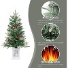 3ft Small Christmas Tree Pre-Lit Artificial Christmas Tree with 78 Led Lights, Snow Flocked Xmas Tree w/Base, Timer Function, Battery Operated - 3 of 4