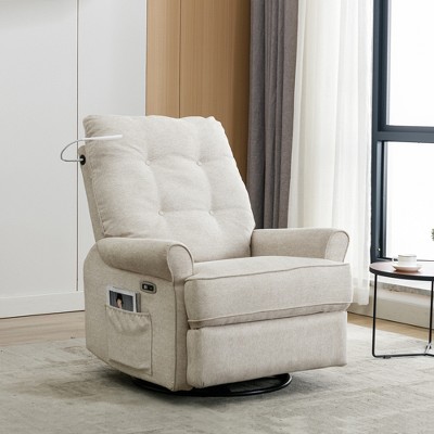 270 Degree Swivel Recliner with USB Ports, Side Pockets and Touch Sensitive Lights - ModernLuxe
