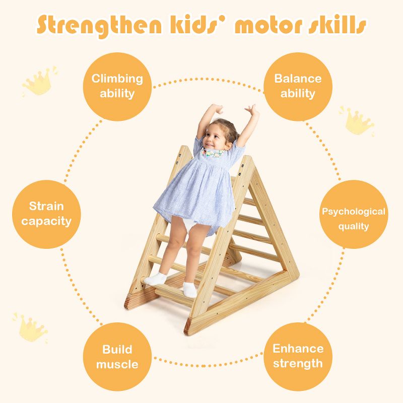 Costway Wooden Climbing Pikler Triangle with Climbing Ladder For Toddler Step Training, 5 of 11