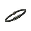 Steeltime Men's black braided bracelet with black ip stainless steel hammered accent - 2 of 4