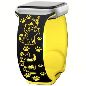 HTUTWOO Cute Apple Watch Band, Cats and Dogs Engraved Silicone Strap 38/40/41/42/44/45/49mm for iWatch Series 10 9 8 7 6 5 4 3 2 1 SE Ultra - 1 of 4