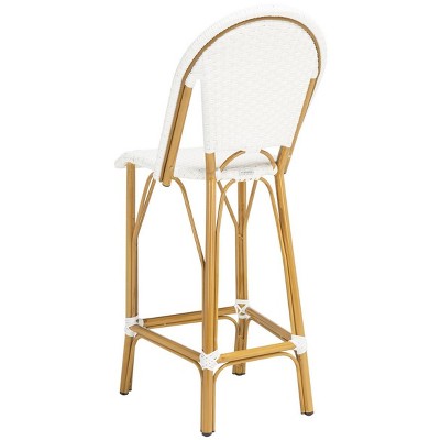Ford White Wicker and Faux Bamboo Bistro Bar Stool
