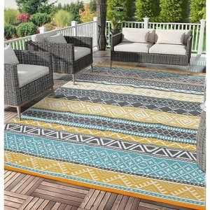 Coucheta Reversible Outdoor Rug , Waterproof Plastic Straw Patio Mat for Camping, RV & Deck, Easy Clean & Portable,Multi-Color & Size - 1 of 4