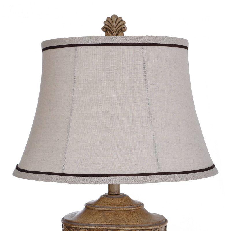 Tortola Carved Cream Table Lamp with Natural Softback Fabric Shade  - StyleCraft, 6 of 9