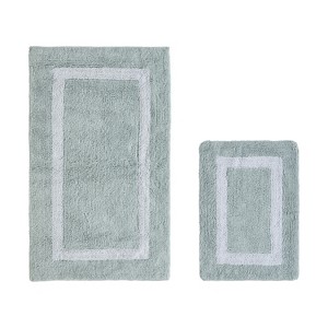 Hotel Bath Rug 100% Premium Cotton Tufted Weave Two Tone Reversible 2 Piece Bathroom Rug Set, Super Soft & Water Absorbent, Machine Washable Bathmat - 1 of 4