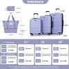 FURNIinspire Bag and Luggage Sets 5 Piece Expandable Hard Shell Suitcase Set Stylish Rolling Travel Luggage for Family, Purple, 20.28"*11.42"*30.31" - 3 of 4