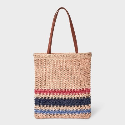 Crochet Tote Handbag - Universal Thread™ White/Red/Blue