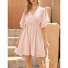 Women's Wrap V-Neck Dot Dress Flutter Sleeve Mini Dress Breathable Summer Dress - 4 of 4