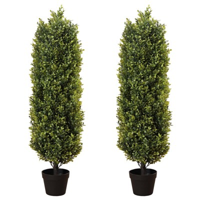 NicBex 2-Pack 35" Detachable Artificial Green Cypress Tree Tall Faux Plant, Indoor/Outdoor Decor, Easy Assembly