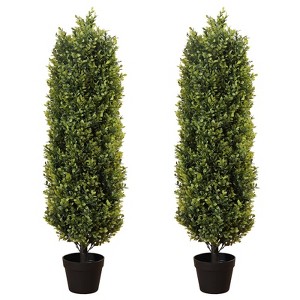 NicBex 2-Pack 35" Detachable Artificial Green Cypress Tree Tall Faux Plant, Indoor/Outdoor Decor, Easy Assembly - 1 of 4