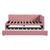 PAGED Twin Size Linen Fabric Daybed Modern Wooden Bed Frame Simple Sofa Bed with Trundle and Upholstered Backrest for Living Room - 4 of 4