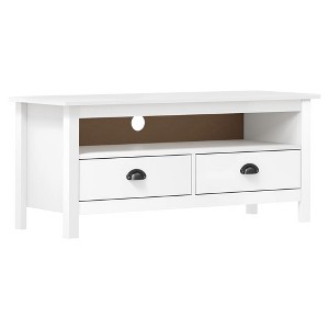 vidaXL TV Stand Hill White 43.3"x15.7"x18.5" Solid Pine Wood - 1 of 4
