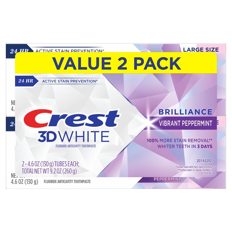 Crest 3D White Brilliance Vibrant Toothpaste - Peppermint - 4.6oz/2pk, 3 of 10