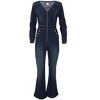 VENUS Womens Zip Front Denim Jumpsuit - 3 of 4