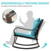 ORRD 2-Person Outdoor Rocking Chair Set with Cushions & Table | All-Weather PE Wicker & Steel Patio Conversation Set,Red - 4 of 4