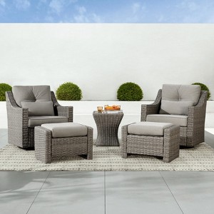 Spruce & Spring Outdoor Wicker Patio Outdoor Sofa Swivel Chair Coffee Table - 1 of 4