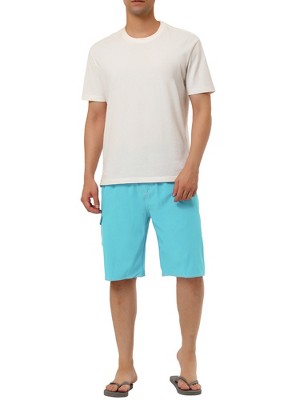 TATT 21 Men's Summer Casual Solid Color Drawstring Elastic Waist Beach Board Short Light Blue 28 — фото 2