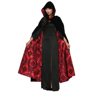 Halloween Express Women's Deluxe Velvet Satin Cape Costume - Size One Size Fits Most - Black - 1 of 2