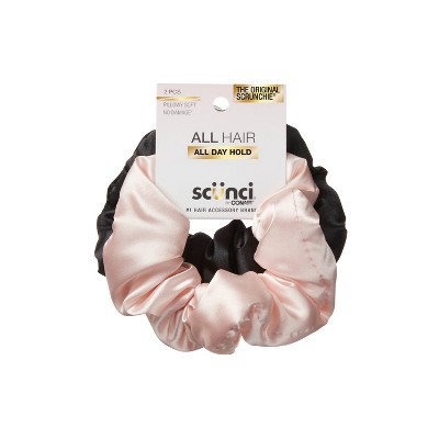 scünci No Damage Pillow Scrunchie Set - Soft Pink and Black - 2pcs