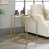 2pc International Lux Nesting Accent Tables Satin Gold - Sauder: Glass Top, Metal Frame, Modern Style - 2 of 4