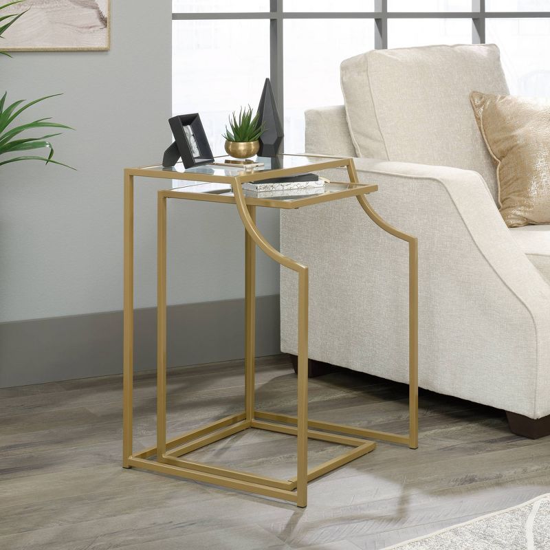 2pc International Lux Nesting Accent Tables Satin Gold - Sauder, 3 of 8