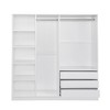 TIRAMISUBEST Doorless Wooden Storage Wardrobe for Dedroom with Shelves and 3 Drawers - Mobile Lateral Filing Cabinet, Locking Wheels, Adjust - 4 of 4