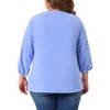 Agnes Orinda Women's Plus Size Chiffon Tie Round Neck  3/4 Sleeve Elegant Work Blouses - 4 of 4