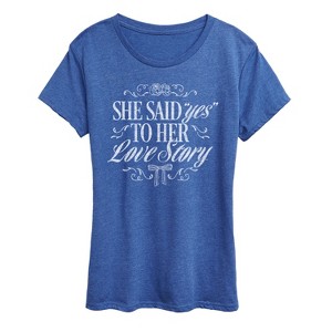 Women's - Instant Message - Yes To Her Love Story Short Sleeve Graphic T-Shirt - 1 of 4